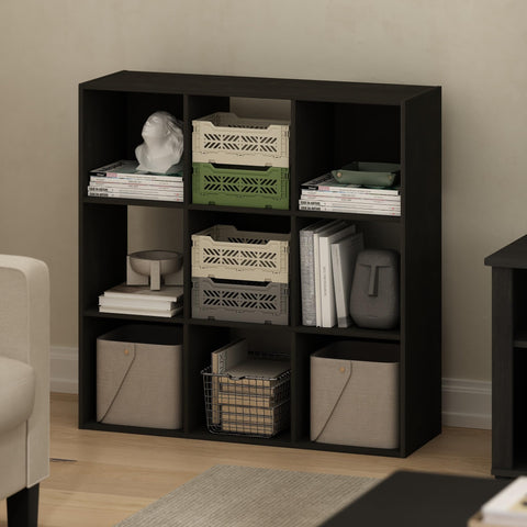 Furinno PELLI Book Shelf, 9-Cube Bookshelf, Cube Storage Organizer Bookcase, 11.7 x 35.3 x 35.4, for Living Room, Bedroom, Home Office, Espresso