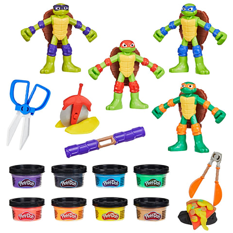 Play-Doh Teenage Mutant Ninja Turtles Cowabunga Creations Bendy 4 Inch Action Figures Set, Kids Arts & Crafts, TMNT Toys for Boys & Girls 4+