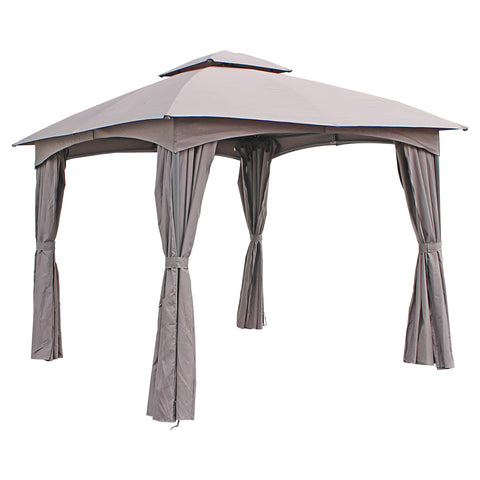 ST. Kitts 10-Foot Steel Dome-top Gazebo with Curtains - Grey