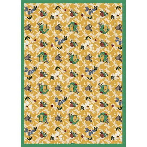 Joy Carpets Kaleidoscope Flower Garden Whimsical Area Rugs, Gold