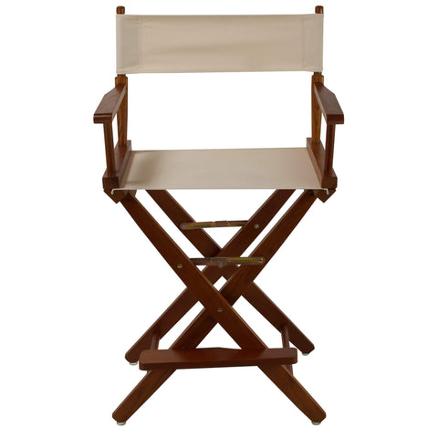 Oakestry American Trails Extra-Wide Director’s Chair,Foldable Counter-Height Chair with Canvas Seat/Back, Footrest, 24" Seat Height, 300 lbs Capacity (Mission Oak Frame/Natural Canvas)