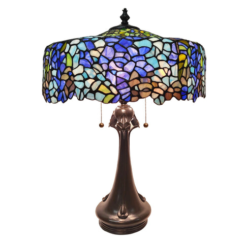 Fine Art Lighting - Wisteria Stained Glass Table Lamp; Handcrafted Tiffany Style Shade, Wisteria Flower Design, Antique Home Decor (18.5" D x 27" H)