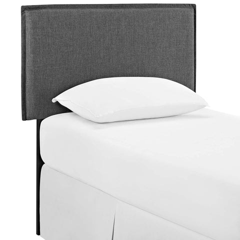 Modway Camille Linen Fabric Upholstered Twin Headboard in Gray with French Piping