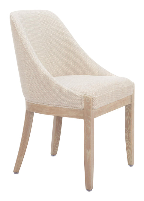 Zuo Calmo Dining Chair Beige, Beige Dining Chair, Solid ash Wood Leg, Plywood, Indoor Dining, 20.9" W x 22.2" D x 33.1" H