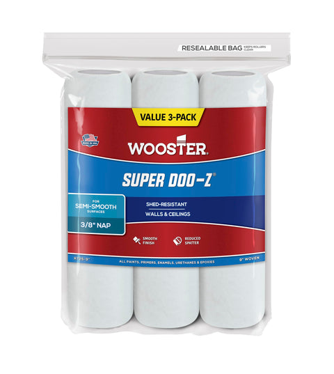 Wooster Brush R725-9 Super Doo-Z Roller Cover, 3/8-Inch Nap, 3-Pack, 9-Inch