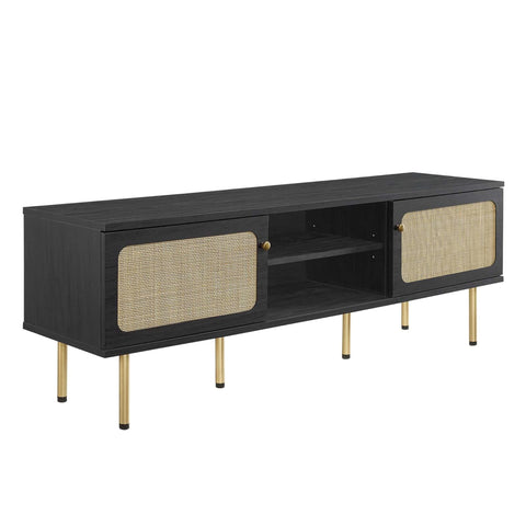 Modway Cambria Rattan and Particleboard TV Stand for TVs up to 60" in Black