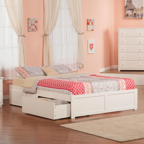 AFI Concord King Size Platform Bed with Footboard & Storage Drawers in White