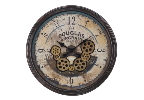 Monarch Specialties I 9061 Clocks, 20" Round, Gear Mechanism, Wall Clock, Brown
