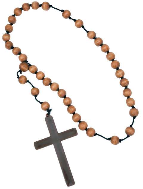 Monk Cross with Wooden Rosary Beads