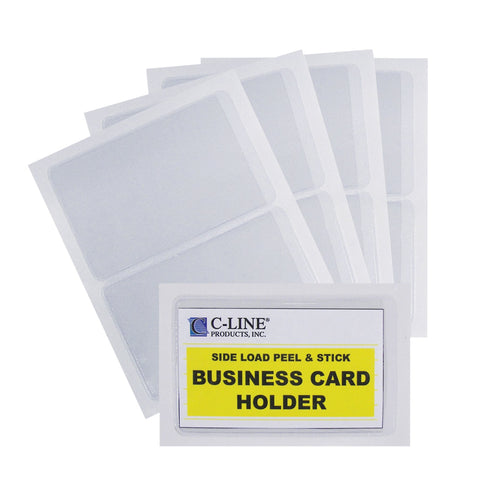 C-Line Self-Adhesive Business Card Holders, Side Loading, 2" x 3-1/2", Clear, 5 Packs of 10 Holders, 50 Total (70238-5)