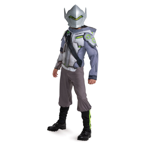 Disguise Genji Costume for Kids, Official Overwatch Costume Jumpsuit with Hood and Mask, Deluxe Child Size Medium (7-8)