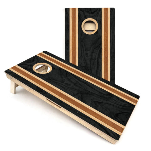 Skip's Garage Dark Wood Stripe All-Weather PVC Cornhole Boards - Includes (2) Boards (NO Bags) + NO Additional Accessories