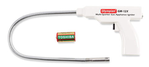 Camco Olympian GM 12X Multi Sparker - 26-inch Long w/ 20-inch Pipe Battery Operated Gas Appliance Lighter - No Butane Required - (57561)