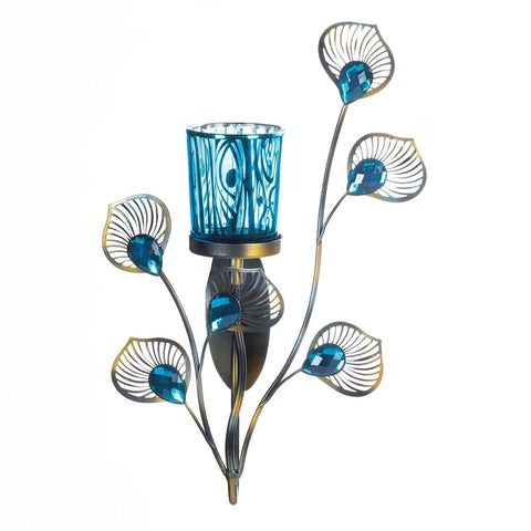 Zingz & Thingz Peacock Plume Sconces and Candleholders Peacock Wall Sconce