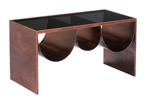 Aveiro Coffee Table Copper & Black, Copper Coffee Table, Modern Style, Tinted Tempered Glass Rectangular Shape Tabletop, Steel, Indoor Living, 31.5" W x 15.7" D x 16.5" H