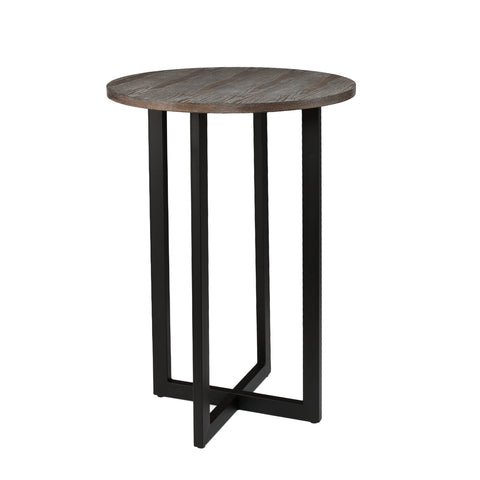 SEI Furniture Danby 42" Bistro Bar Table, Burnt Oak Top with Black Metal Base - Seats Up to 4 People