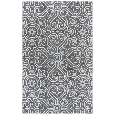 Rizzy Home Alora Decor LaVine 8' x 10' Medallion Gray/Lt. Gray/Natural Hand-Tufted Area Rug