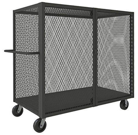 Cage Truck 36 x 60 Double Door 6 Inch x 2 Inch Phenolic Casters (2) Rigid (2) Swivel Low Deck Tubular Push Handle Pad Lockable Gray