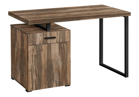 Monarch Specialties I 7765 Computer Desk, Home Office, Laptop, Left, Right Set-up, Storage Drawers, 48" L, Work, Metal, Laminate, Brown, Black, Contemporary