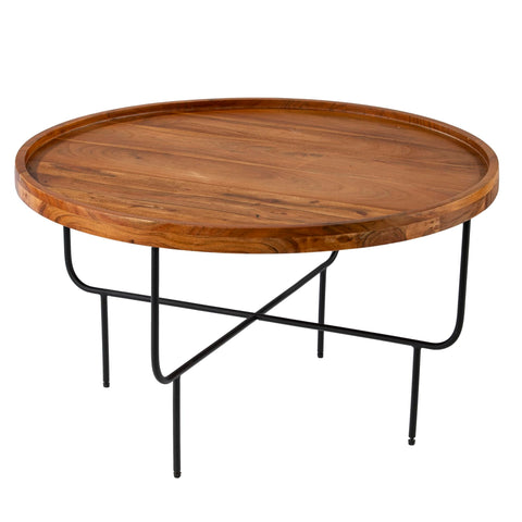 SEI Furniture Cocktail Table Natural and Black Finish 31.75 W x 31.75 D x 18 H