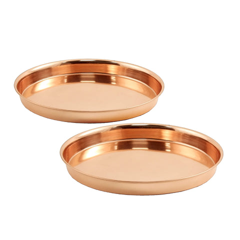 Round Copper Trays, 8-in, Set of 2