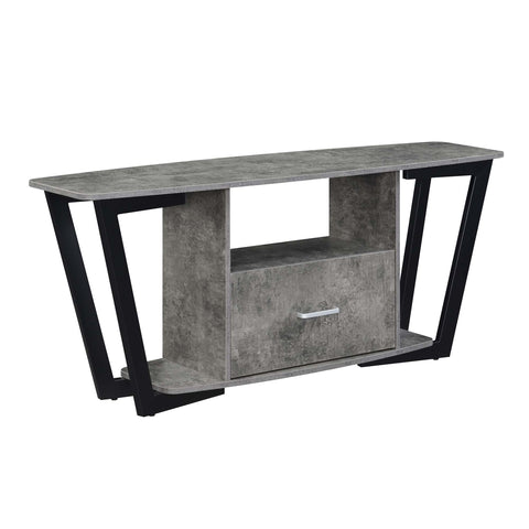 Convenience Concepts Graystone TV Stand 59.25" - Modern Entertainment Center for TVs up to 65", Industrial Media Console with Storage Drawer & Shelves for Living & Family Room, Cement/Black