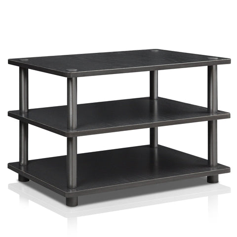 Furinno TURN-N-TUBE TV Stand, 3-Tier Corner Entertainment Center, Open Shelf Design TV Console for TV up to 25 Inch, Toolless Assembly, for Living Room, Bedroom, Blackwood