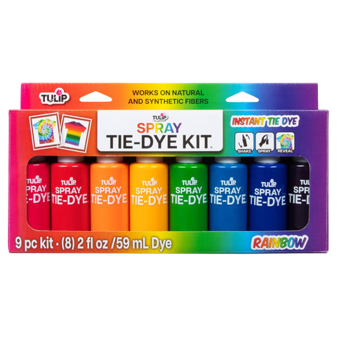 Tulip Instant Spray Tie-Dye Kit 8 Pack, No Heat Set Required, Fast and Easy on All Fabrics, 8 Rainbow Colors