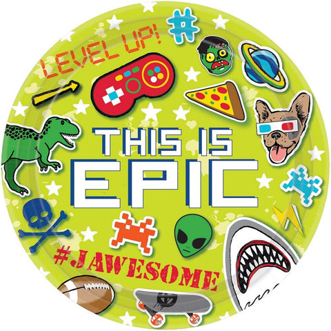 Amscan Epic Party Round Plates, 9", 8 pcs, Party Favor