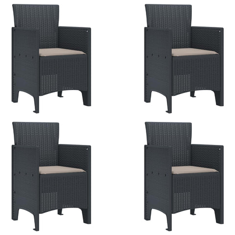 vidaXL Garden Chair 4 pcs Anthracite 20.87 x 19.29 x 33.46 in, Garden & Terrace, Stylish Armchair, Rectangle Outdoor Seat, Tough Patio Chair, Comfy Lounge for Chillin