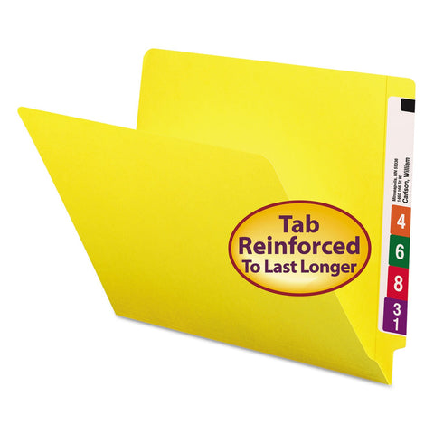 Smead End Tab File Folder, Shelf-Master Reinforced Straight-Cut Tab, Letter Size, Yellow, 100 per Box (25910)