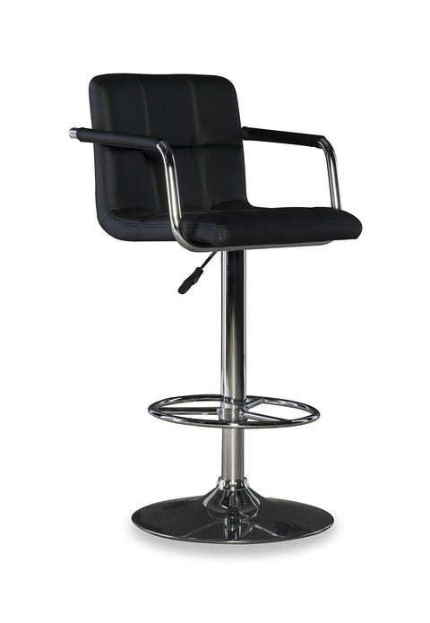 Frankie Black and Chrome Quilted Adjustable Swivel Arm Barstool by Powell