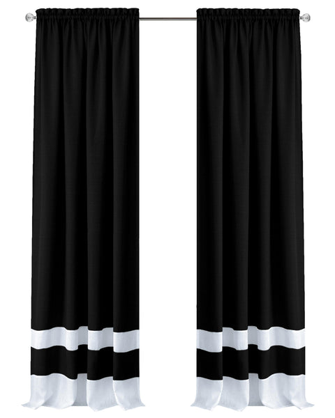 ACHIM Light Filtering Curtain Panel for Windows - 52 x 63 - Lightweight Rod Pocket Drapes for Bedroom, Living Room - Polyester, Machine Washable - Black/White