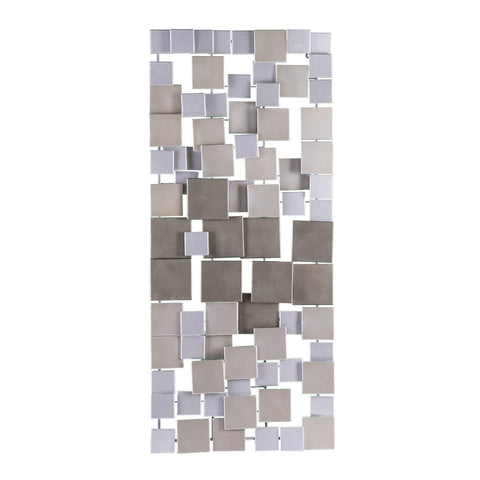 SEI Furniture Wavson Wall Sculpture, Geometric 3D Design, Unique Mounting Wall Art, Silver, 47.00" x 2.25"