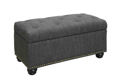 Convenience Concepts Designs4Comfort 7th Avenue Ottoman Bench 35.5" - Modern Upholstered Footstool & Seat with Hinged Lid & Storage, for Living Room, Bedroom, & Entryway, Dark Charcoal Gray Fabric