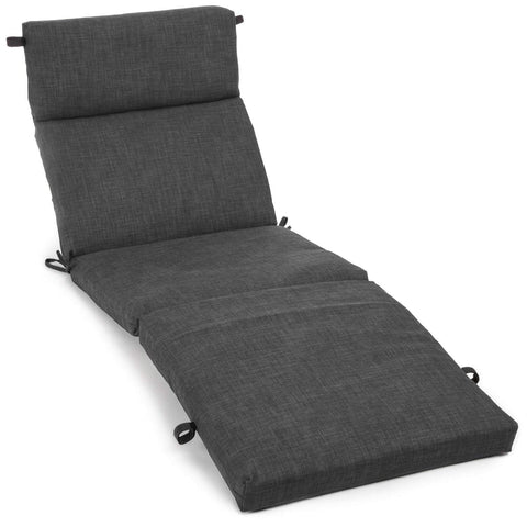 Blazing Needles 72 24-inch Solid Outdoor Chaise Lounge Chair Cushion, 24 x 72, Cool Gray