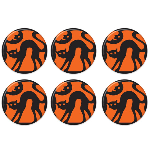 Beistle 6 Piece Vintage Halloween Party Supplies Black Cat Pinback Button Pins