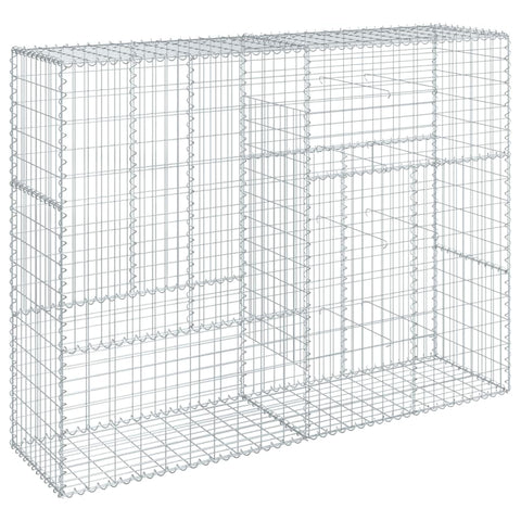 vidaxl Gabion Basket with Cover - Silver Galvanized Iron Wire mesh - 78.7"x19.7"x59.1" - Outdoor Landscaping & Garden Decor