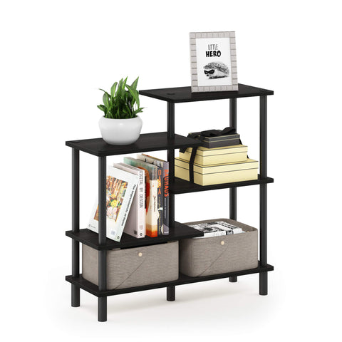 Furinno TURN-N-TUBE Storage Shelves, 5-Tier Book Shelf, Accent Display Shelf, Toolless Open Shelves, Round Tubes, for Organization and Storage, Living Room, Garage, Home Office, Espresso