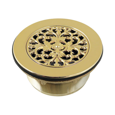 Kingston Brass BSFT4132 Watercourse 4-1/4" Round Brass Shower Base Drain, Polished Brass