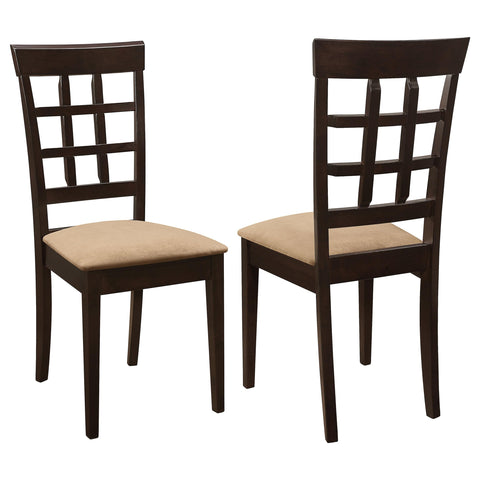 Coaster Home Furnishings - Gabriel - Wood & Fabric - Armless Dining Chairs with Checkered Back - Home Kitchen & Dining Room - Set of 2 - Cappuccino - 100772