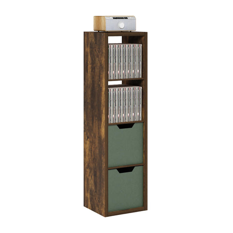 Furinno Cubicle Book Shelf, Vertical 4-Cube Bookshelf, Extra Thick Horizontally & Vertically Reversible Bookcase with Open Back, 14.6" x 16" x 58", for Living Room, Bedroom, Home Office, Amber Pine