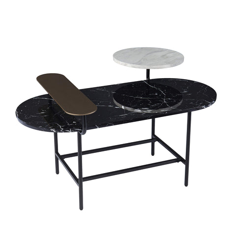 SEI Furniture Arcklid Faux Marble Cocktail Table w/Storage, Black/Gold