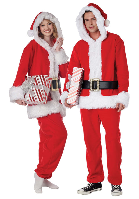 California Costumes Santa Fleece Jumpsuit Adult Extra Large Red
