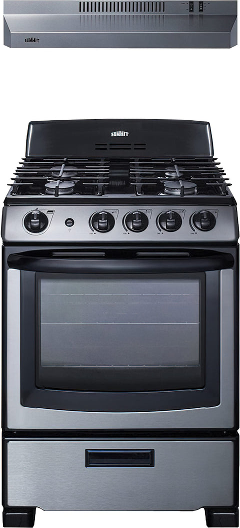 24 wide gas range (PRO247SS) and 24 wide convertible range hood (HR24RSS) shipped together