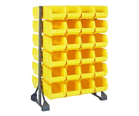 Quantum Storage Systems QRU-12D-240-48YL Double Sided Rail Systems Complete Package with Bins, 36" L x 20" W x 53" H Yellow