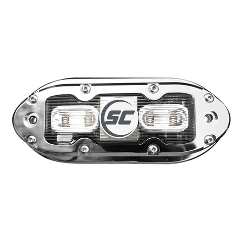 shadow-caster SCM-4 LED Underwater Boat Light - Great White - 316 Stainless Steel Housing - Polycarbonate Lens - IP68 Fully Submersible Waterproof