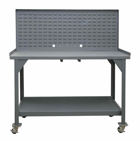 Durham DWBM-3660-BE-LP-95 Mobile Workbench, Louvered, 61" x 37" x 58"