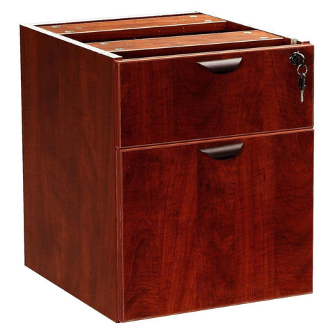 Oakestry Hanging Pedestal Mahogany Finish Three Quarter Box File Storage Cabinet Mobile Mount Under Desk Organizer Vertical Filing Unit Durable Wood Composite Construction Lockable Drawer Smooth Glide