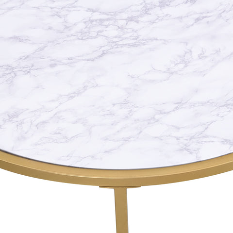 Verazano Faux Marble Top 36 in Round Coffee Table - Gold